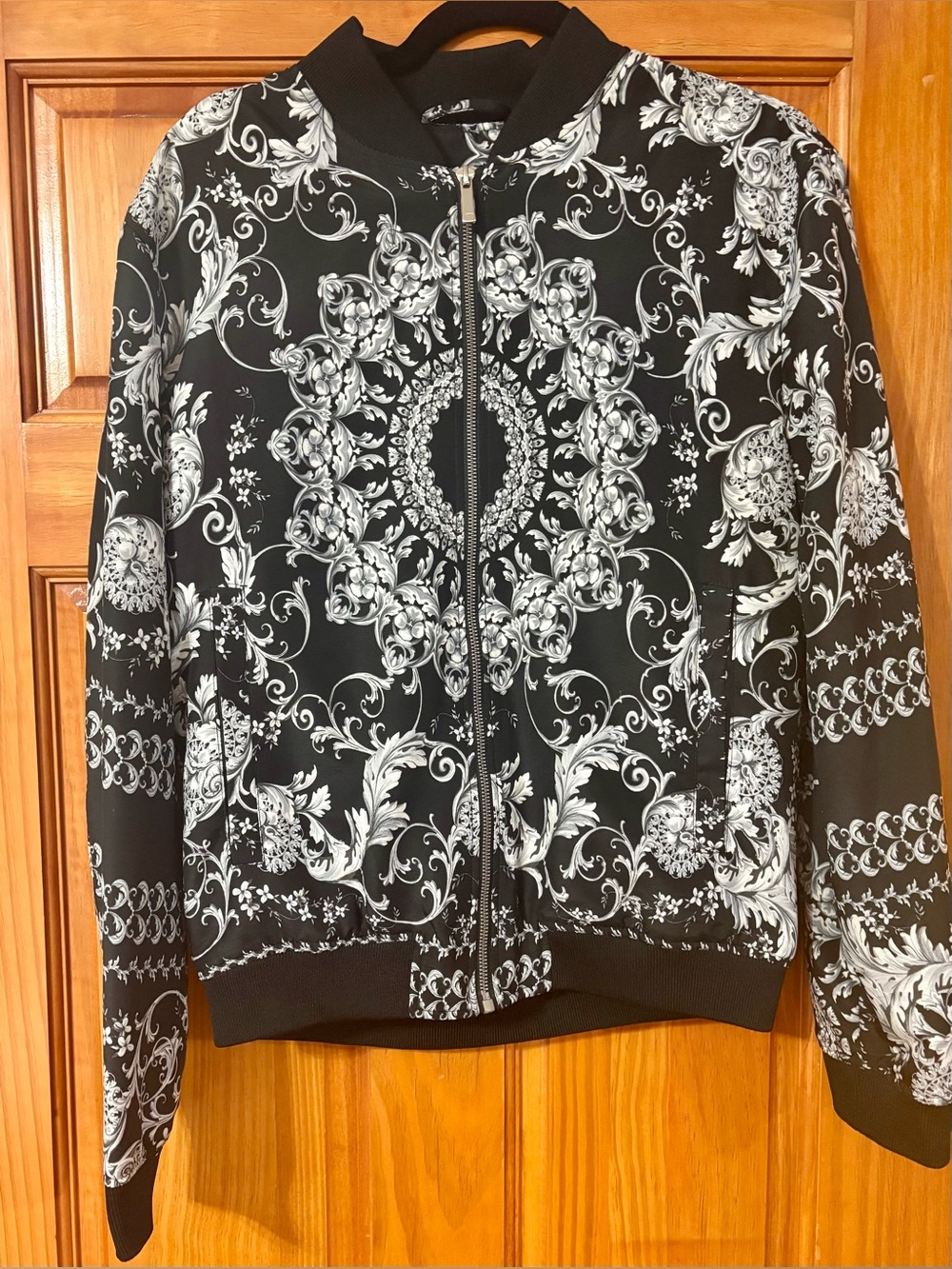 Zara Black & White Bomber Jacket, Small